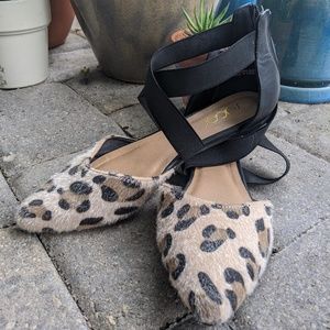 Sugar leopard print flats with zippered back